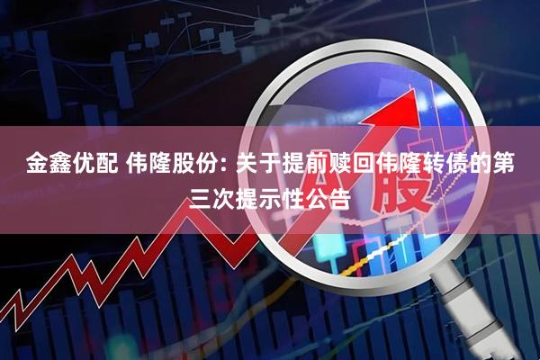 金鑫优配 伟隆股份: 关于提前赎回伟隆转债的第三次提示性公告